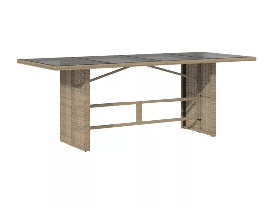 Ensemble à manger de jardin et coussins 7 pièces beige poly rotin