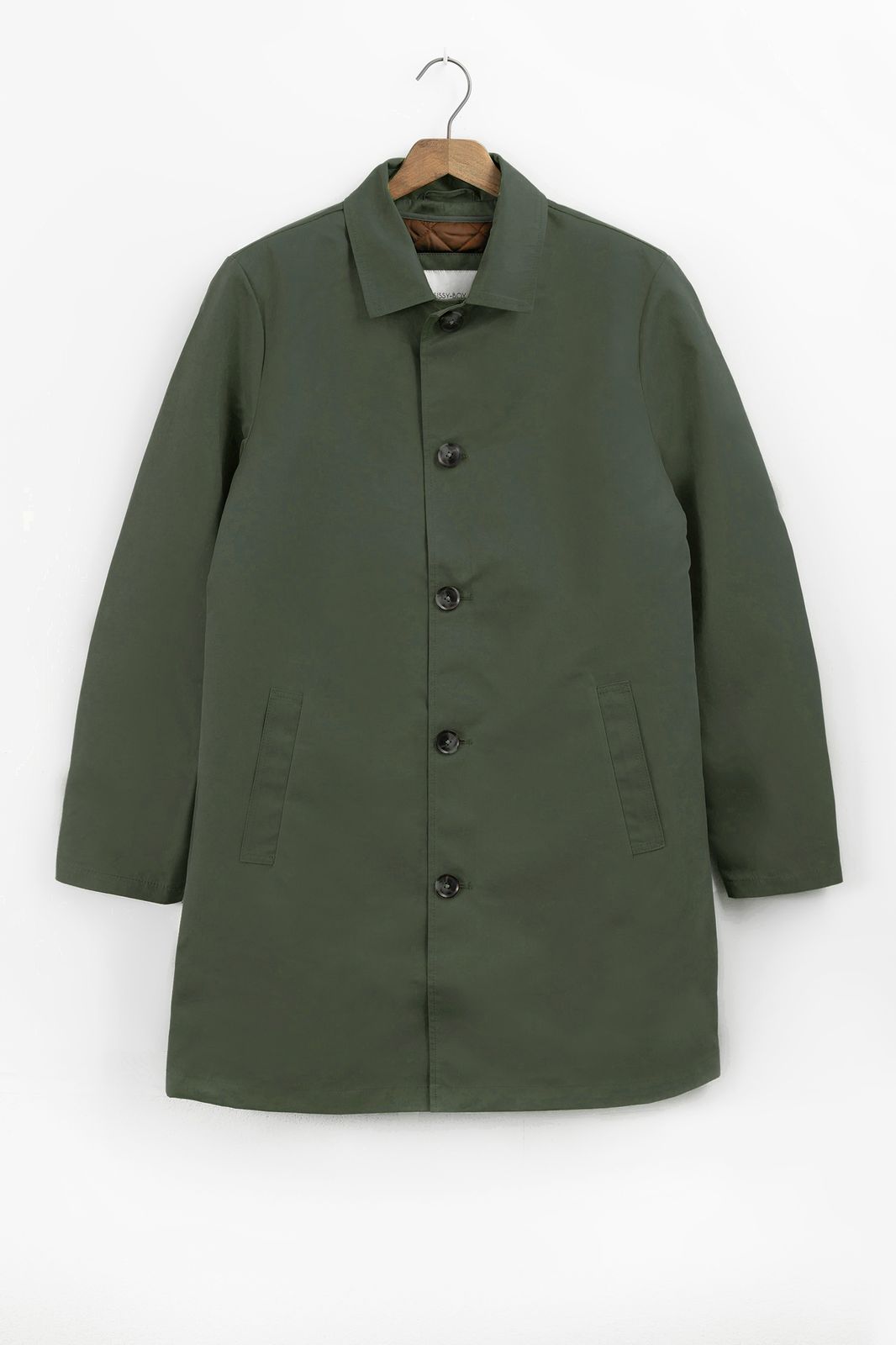 Donkergroene mackintosh jas