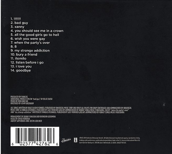 Billie Eilish - When We All Fall Asleep Where Do We Go - Cd
