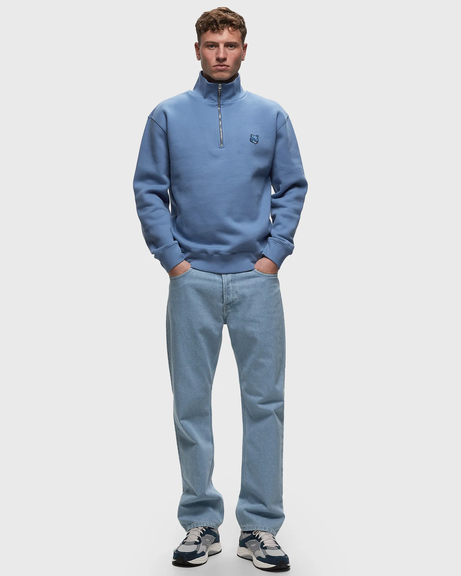 Maison Kitsune BOLD FOX HEAD PATCH COMFORT HALF ZIP SWEATSHIRT