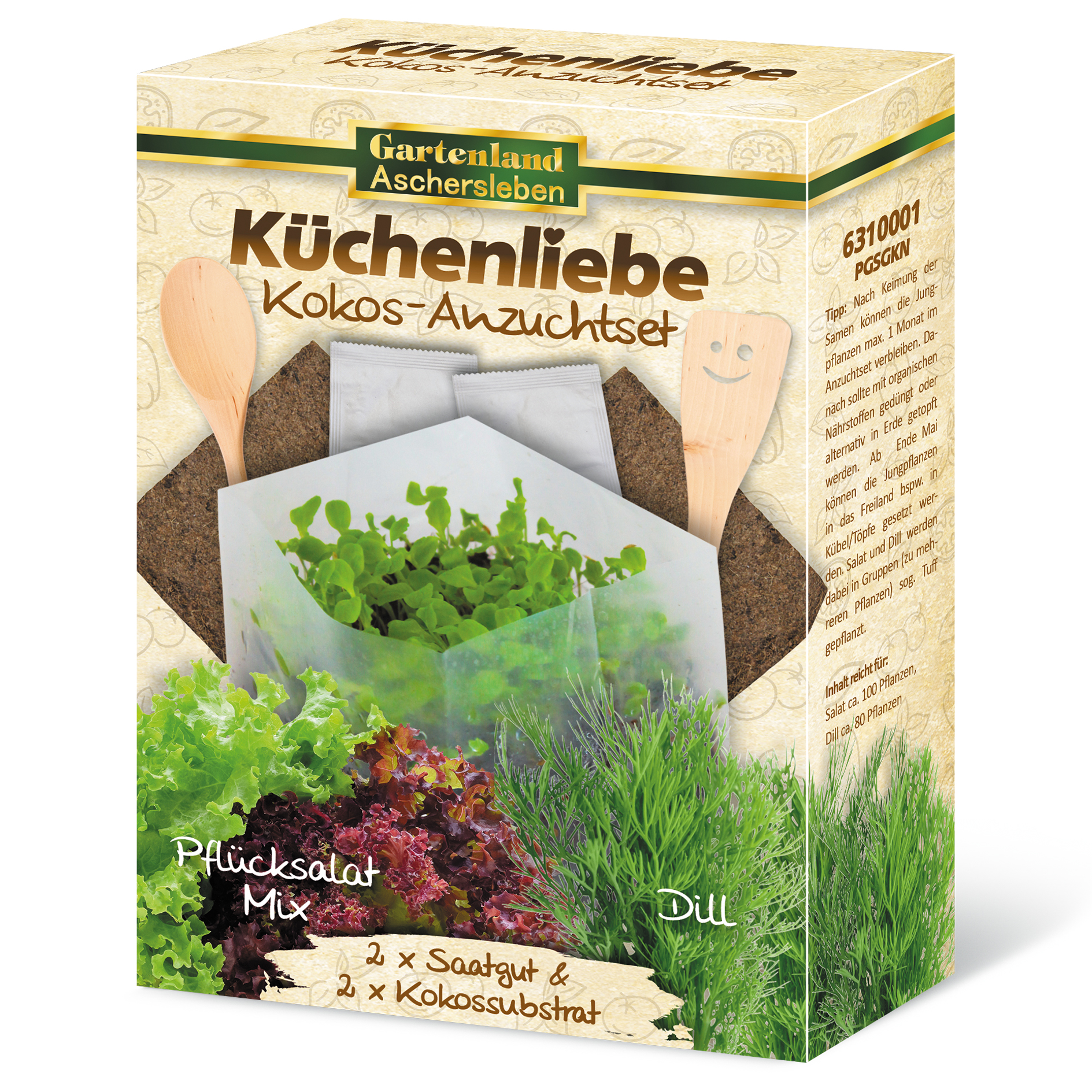 KÜCHENLIEBE Saatgut - Salat & Dill - Kokos-Anzuchtset