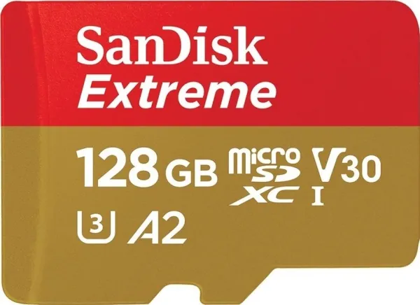 SanDisk Extreme - Flashhukommelseskort (microSDXC til SD adapter inkluderet) - 128 GB - A2 / Video Class V30 / UHS-I U3 / Class10 - microSDXC UHS-I