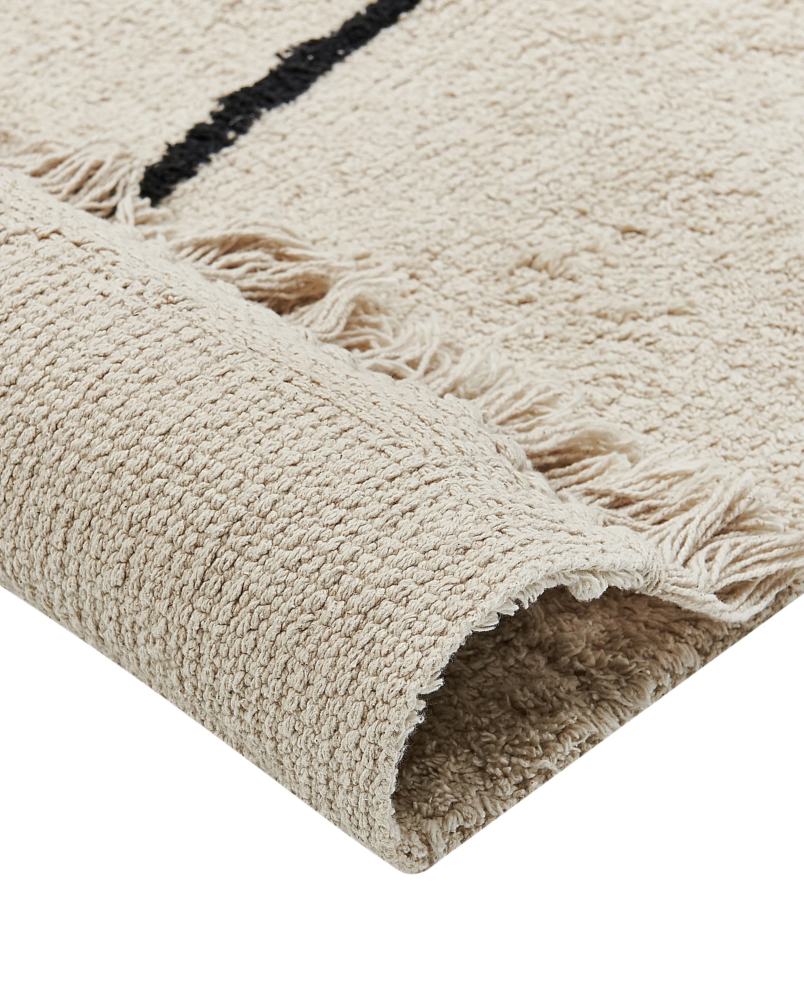 Vloerkleed NURU Lichtbeige 160 x 230 cm Katoen