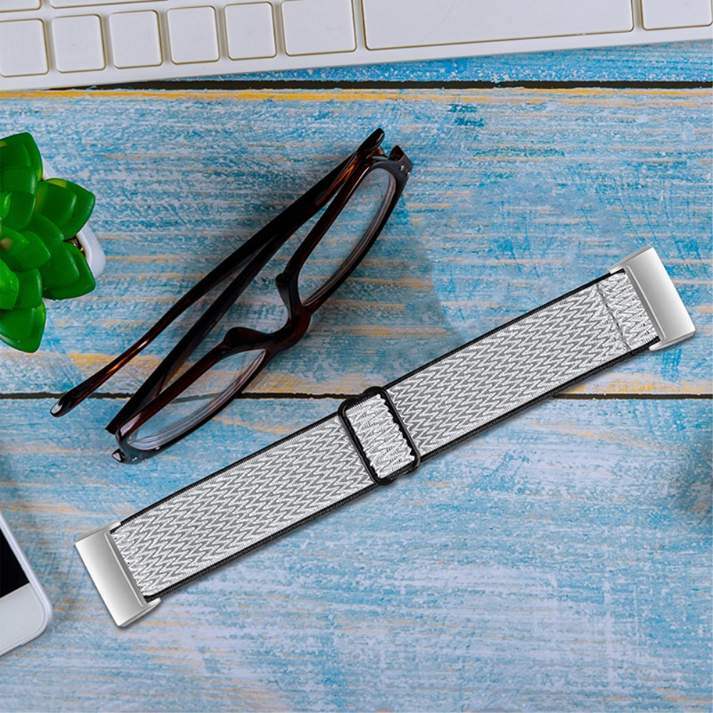 Fitbit Charge 4 / 3 Elastisches Nylon Gummi Armband (Gelenkumfang: 165-245mm) - Grau / Schwarz