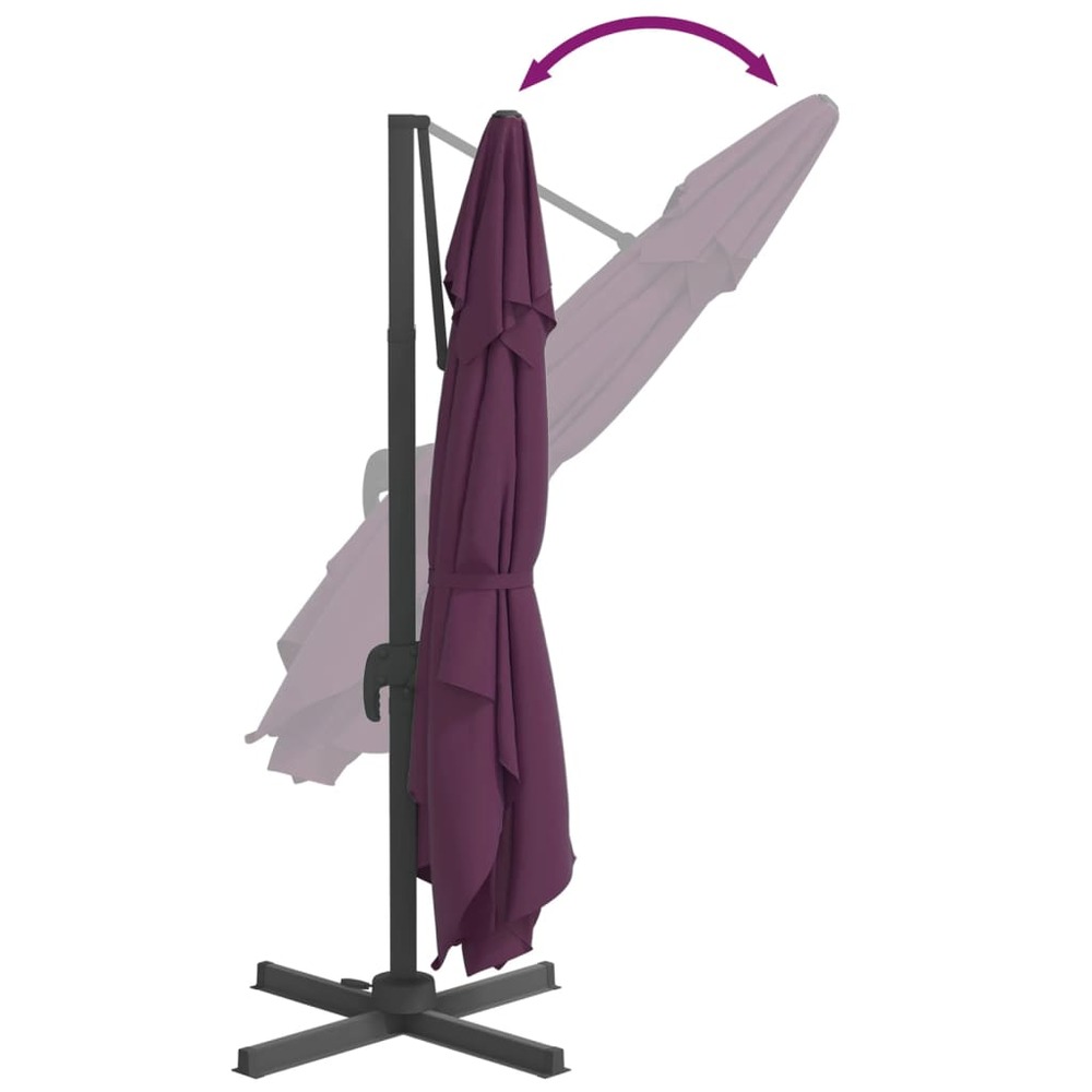 Parasol meuble de jardin cantilever à led 400 x 300 cm rouge bordeaux