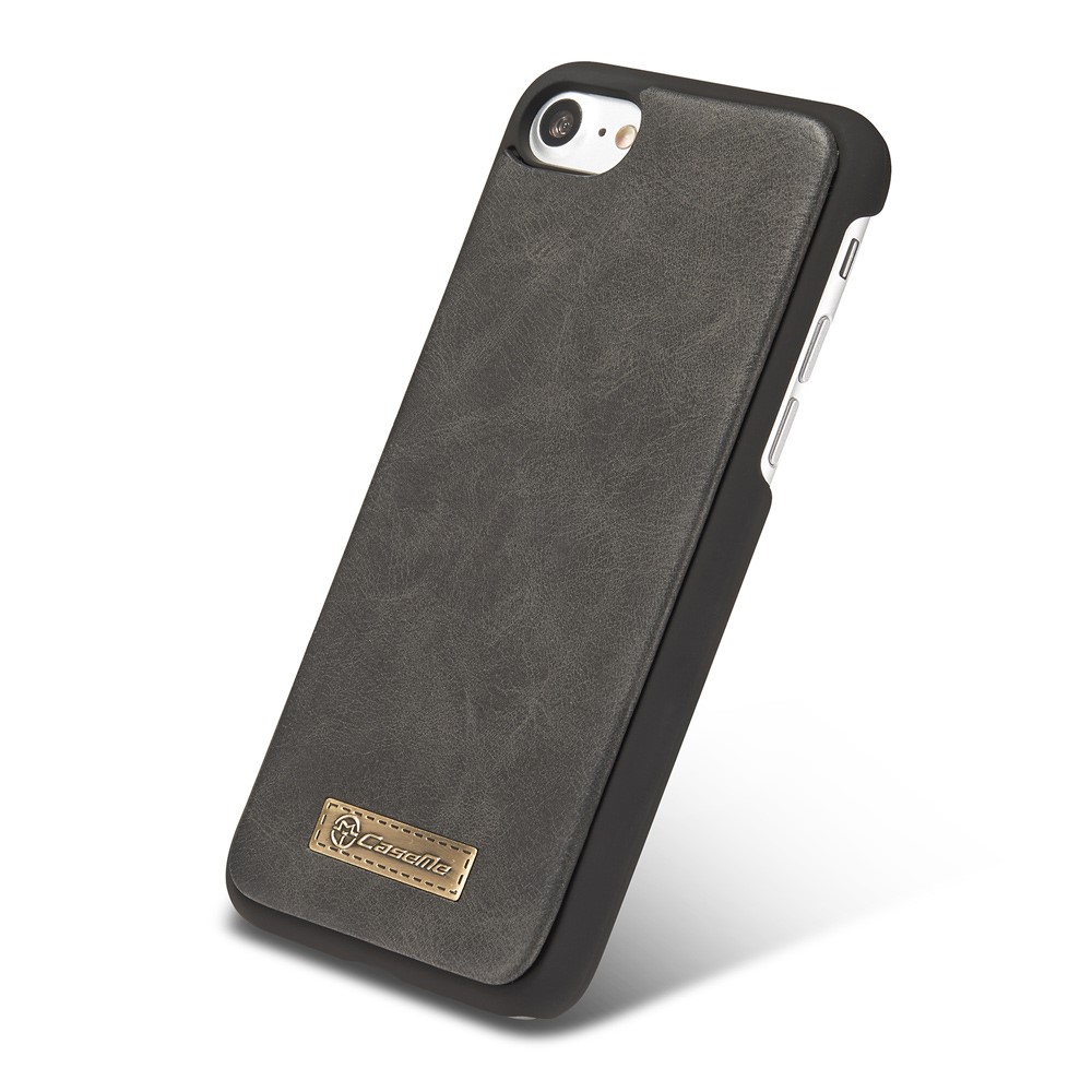 iPhone SE (2022/2020) / 8 / 7 3in1 Leder Tasche   Magnet Hardcase und Karten Etui (Vertikal Ausklappbar) - Schwarz
