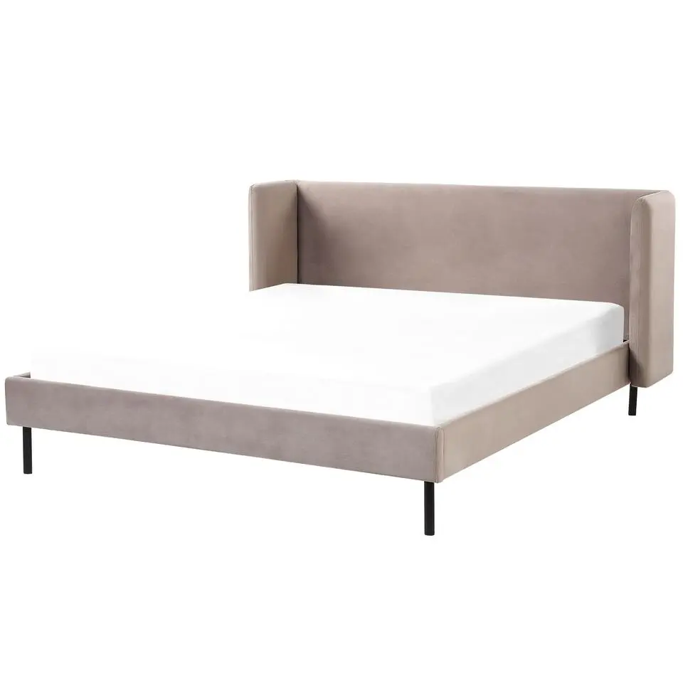 ARETTE - Tweepersoonsbed - Taupe - 160 x 200 cm - Fluweel