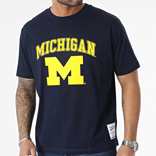 Tee Shirt Oversize Large Michigan Bleu Marine Jaune