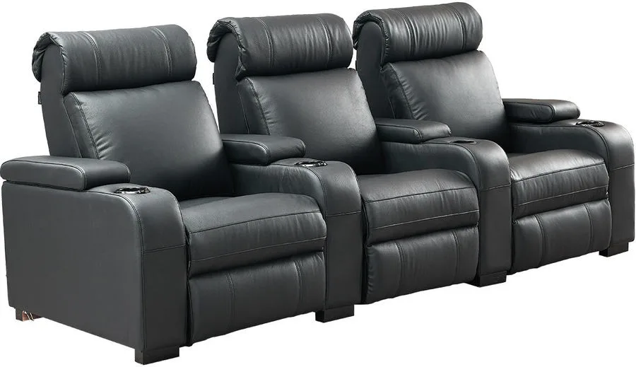 Lumene Hollywood Luxury III Noir (3 places, cuir synthétique) Fauteuils cinéma