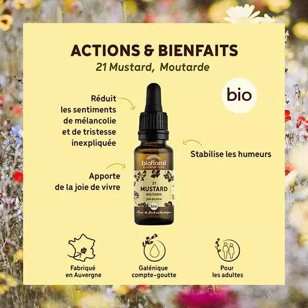 Óleo de Mostarda Orgânico Demeter 20 ml, Biofloral Bach Flower Remedy 21