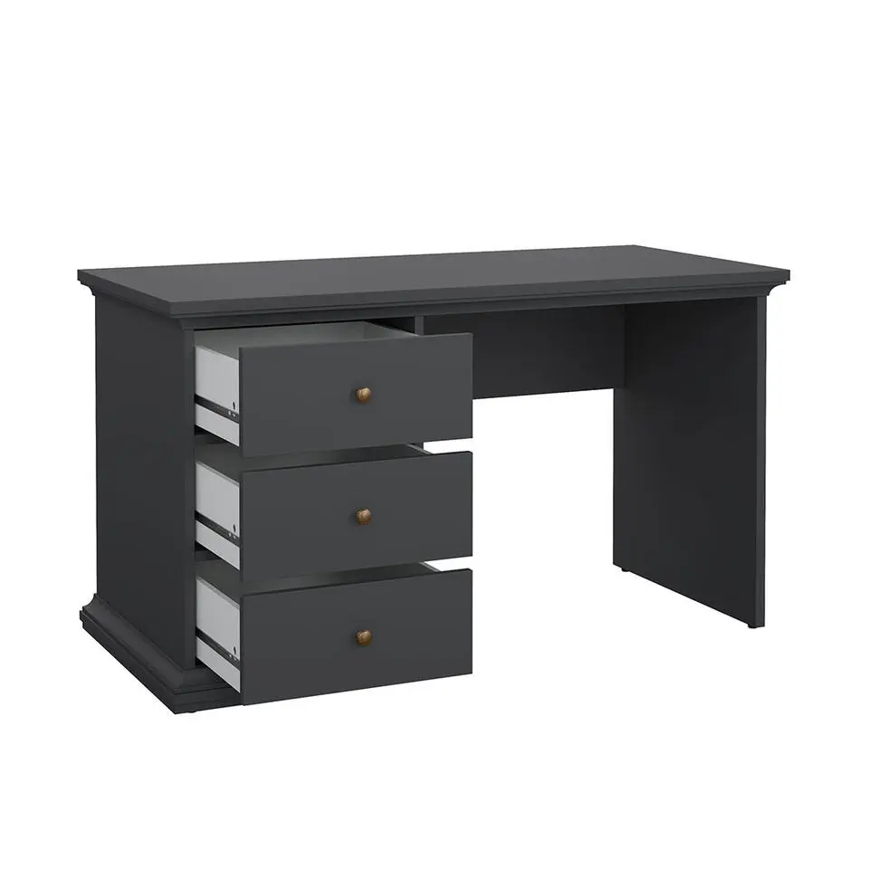 Hioshop Venedig bureau 3 lades mat grijs