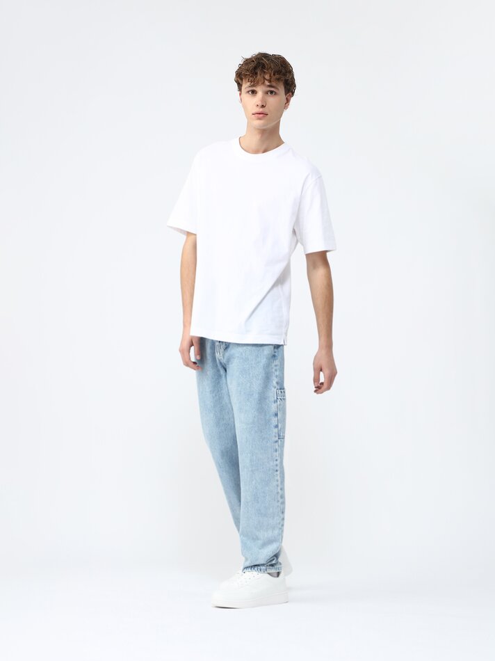 Repaginado no estilo jeans descontraído - Azul claro