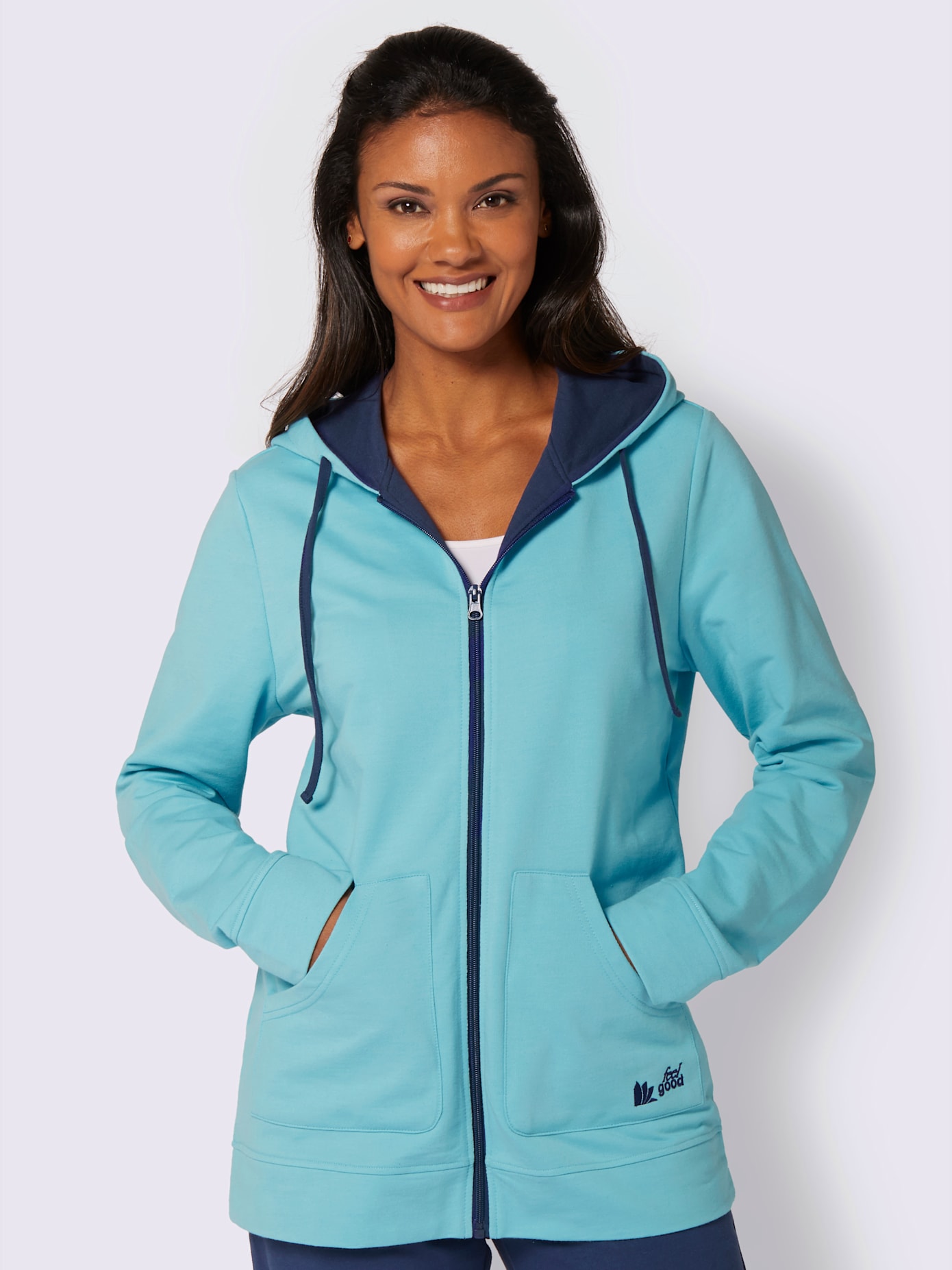 Sweat chiné détails contrastés avec capuche