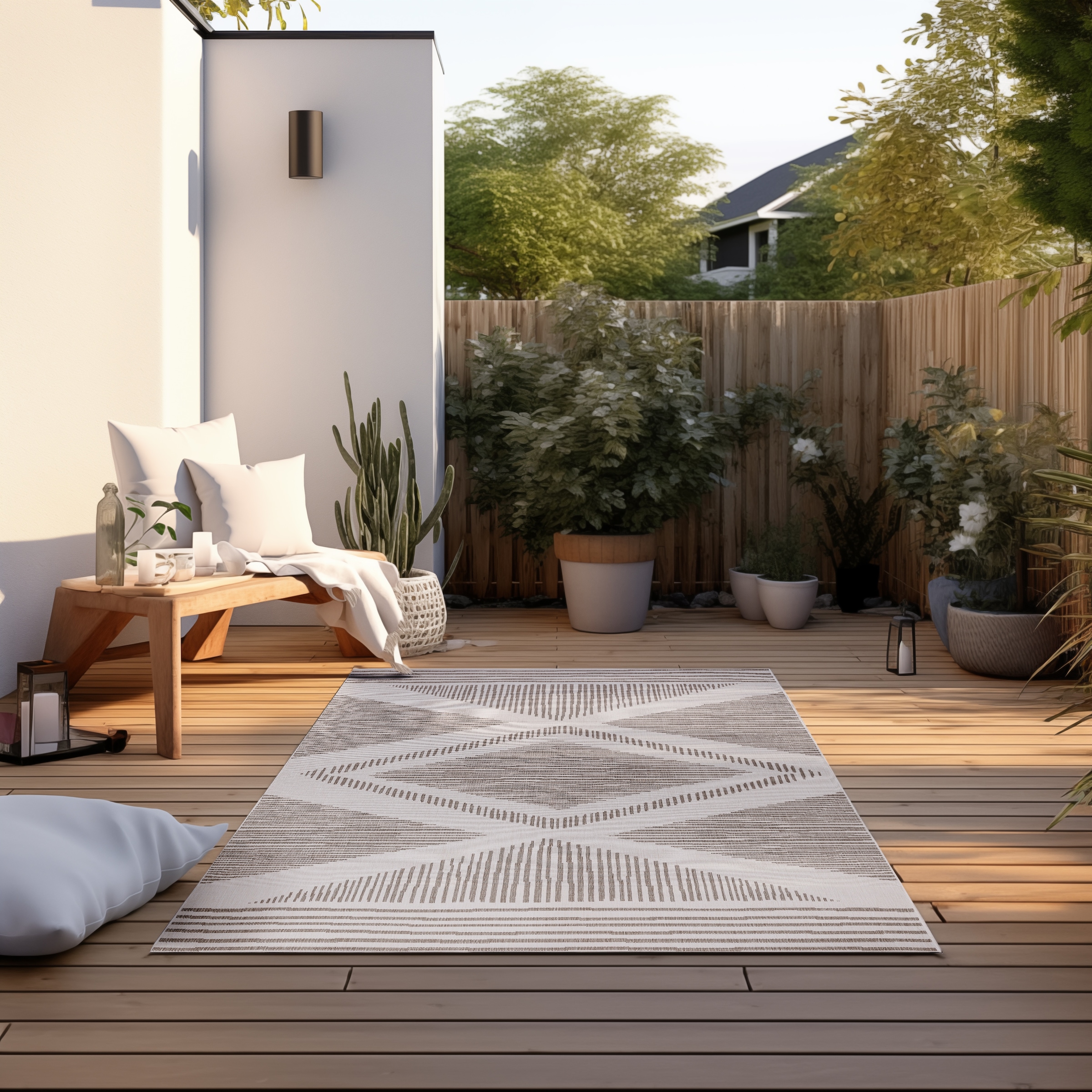 ELLE DECORATION Teppich »Rhombus, In- und Outdoor« rechteckig 5 mm Höhe Flachgewebe, In-& Outdoor, Modern, Wendeteppich, Balkon, Wohnzimmer