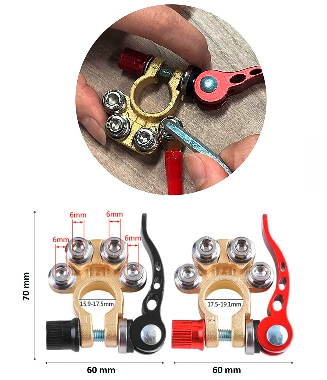 IWH Batterie-Polklemmen 2 Stück mit Schnellspanner für Plus und Minus