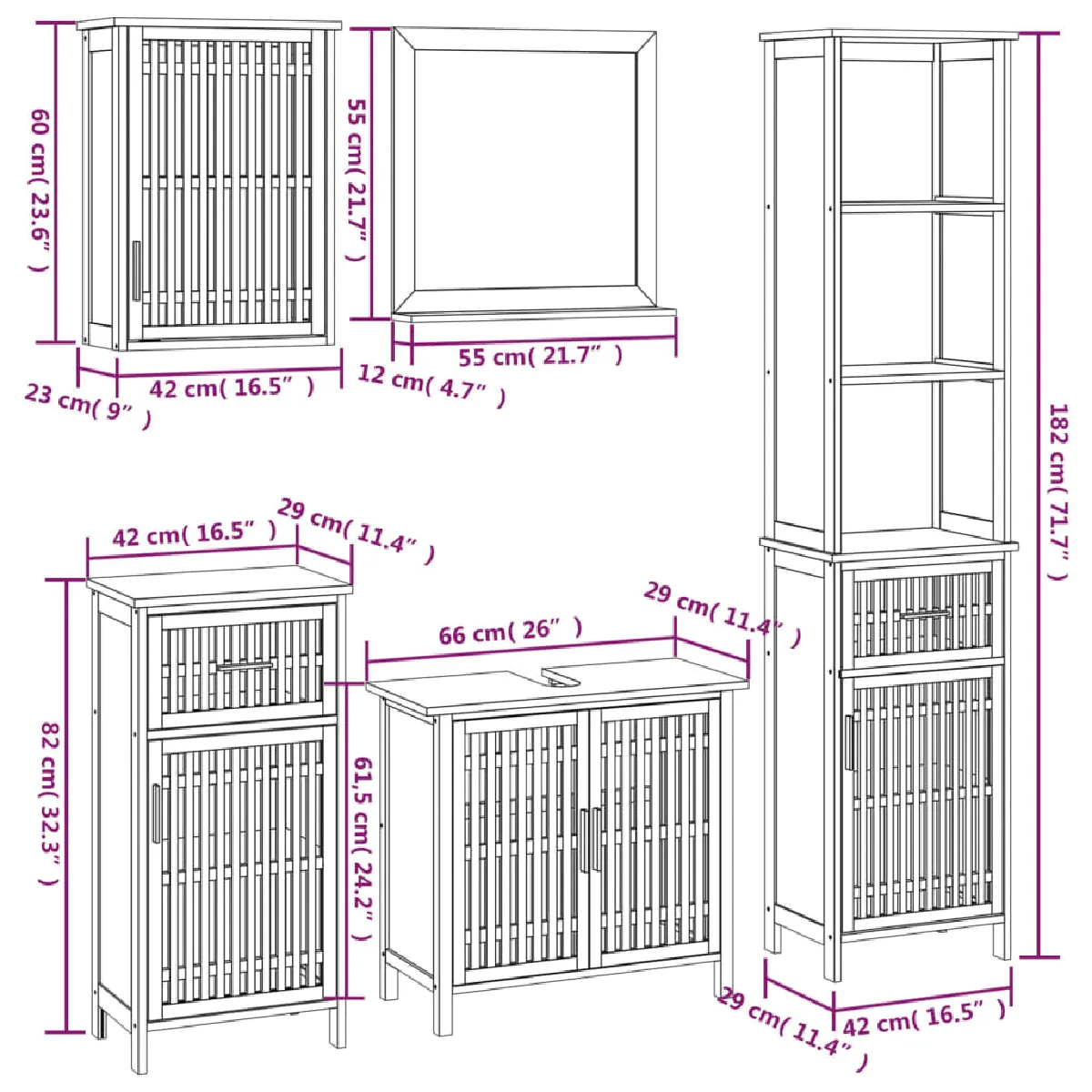 VidaXL Ensemble Salle de Bain 5 pcs Bois Noyer