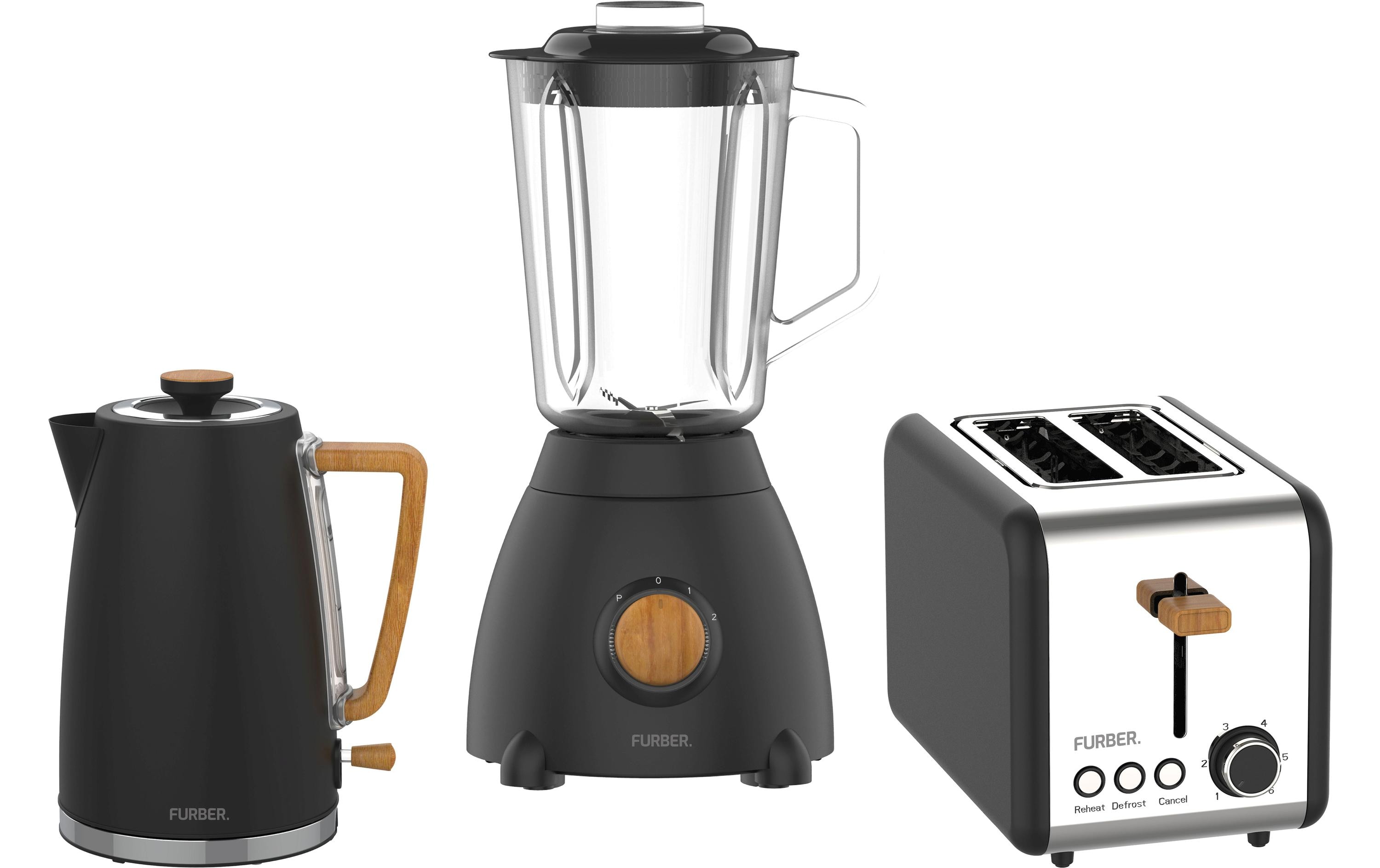 Wasserkocher, Standmixer und Toaster Set Chaplin Schwarz<br>Küchengeräte-Set im eleganten Retrolook