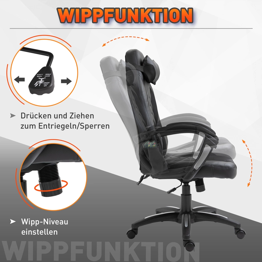 HOMCOM Bürostuhl mit Wärmefunktion schwarz