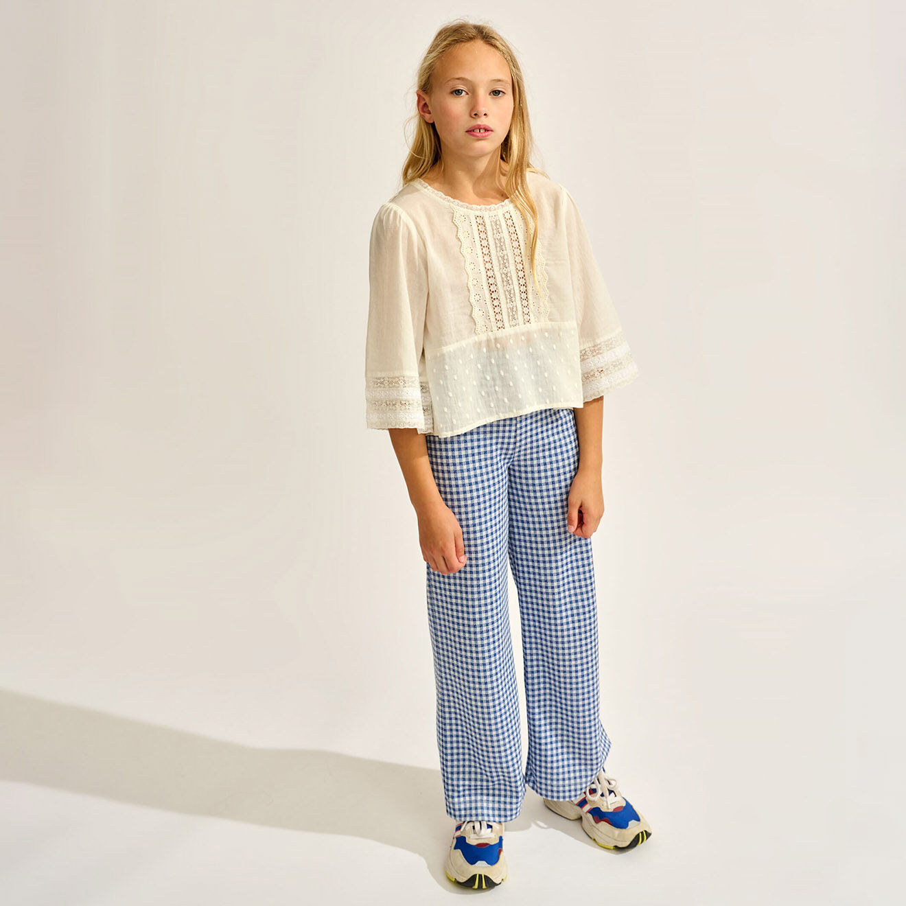 Bellerose Blouse brodée & dentelle Hallo blanche