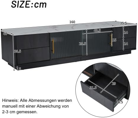 Merax TV Tisch TV-Schrank Lowboard für Fernseher Fernsehschrank für das Wohnzimmer 160cm TV Stand für 70