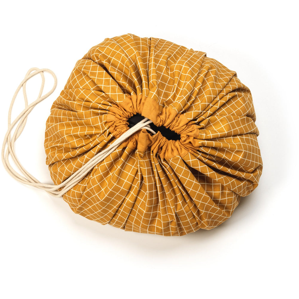 Køb Play&Go Organic Grid Mustard 2-in-1 Legetæppe