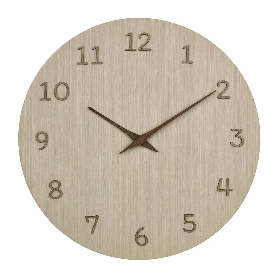 TFA Wandklok - naturel houtkleur - hout - D30 cm