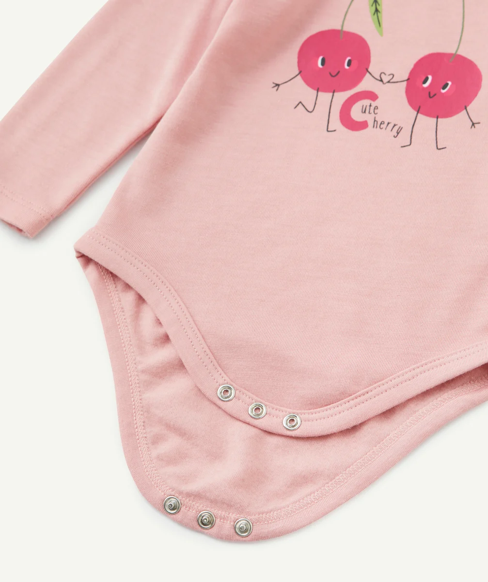 DAMARTBODY MANCHES LONGUES THERMOLACTYL ROSE AVEC MOTIF CERISE