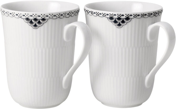 Royal Copenhagen Black Lace Cup 36cl 2PK Hvid