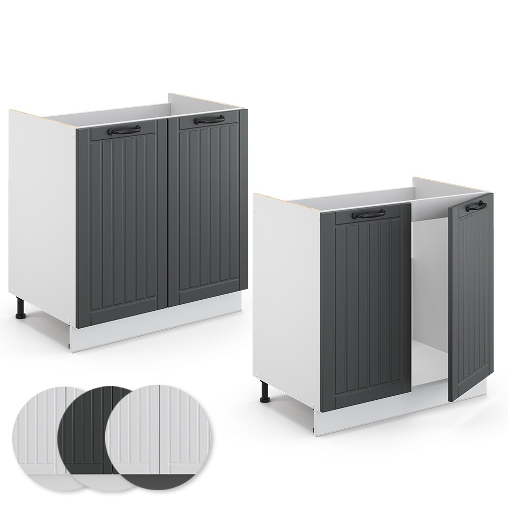 Vicco Spülenunterschrank 80 cm FAME Line Küchenschrank Küchenzeile Landhaus Anthrazit