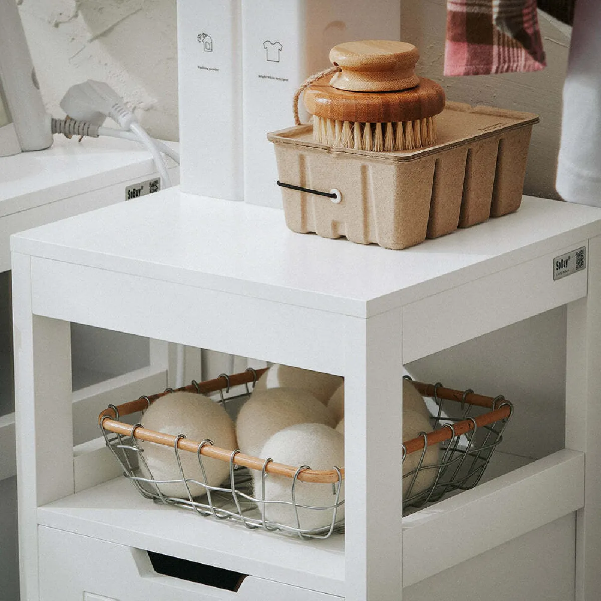 sobuy Meuble Bas Salle de Bain avec Corbeille à Linge