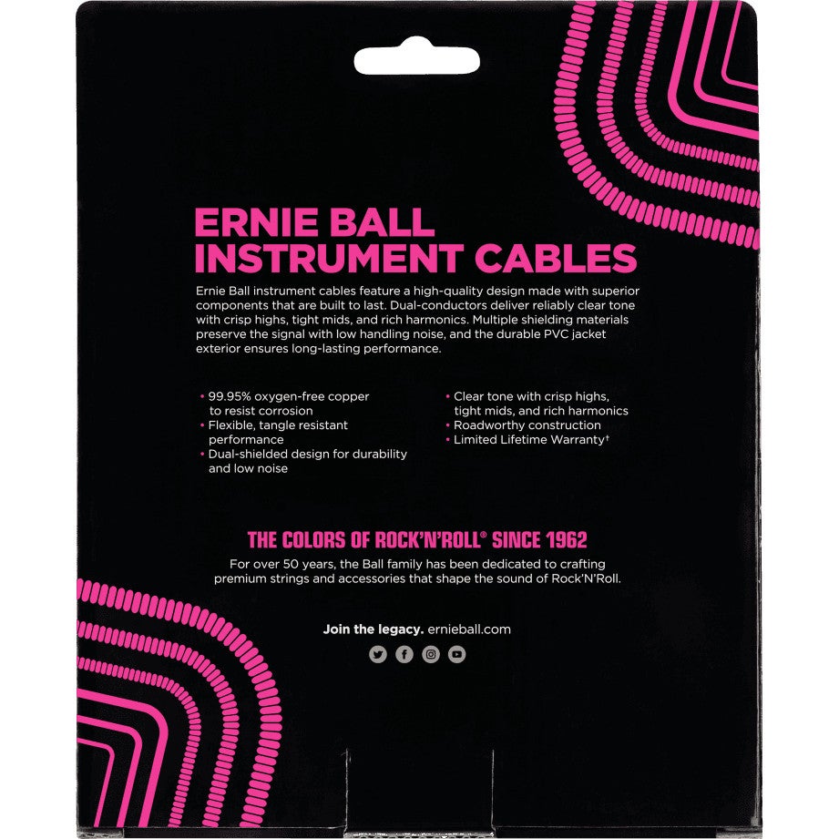 Ernie Ball 6044 gekrulde instrumentkabel 9 m zwart