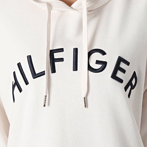 Sweat Capuche Femme Relaxed Hilfiger Varsity Embroidery 7797 Beige Clair