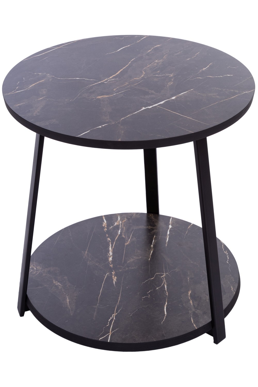 Beistelltisch RONJA - schwarz - Marmoroptik - Ø 48 cm