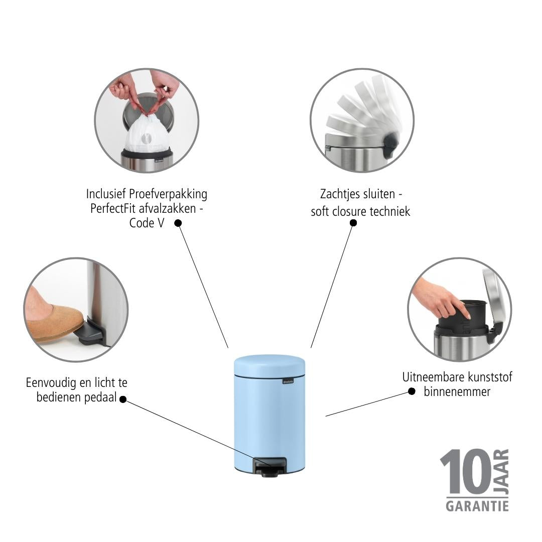 Brabantia NewIcon Pedaalemmer 3 L - Dreamy Blue