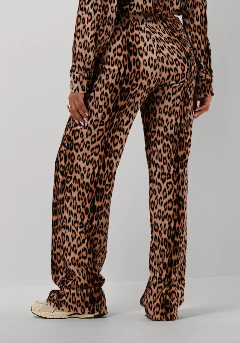 ALIX THE LABEL bruine alix the label wijde broek ladies woven leopard velvet pants