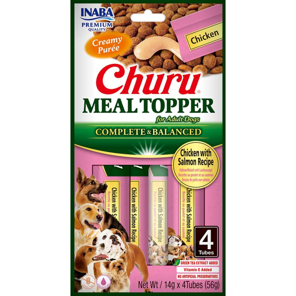 Inaba Churu Meal Topper Hondenvoer Chicken & Salmon4 x 14 gr