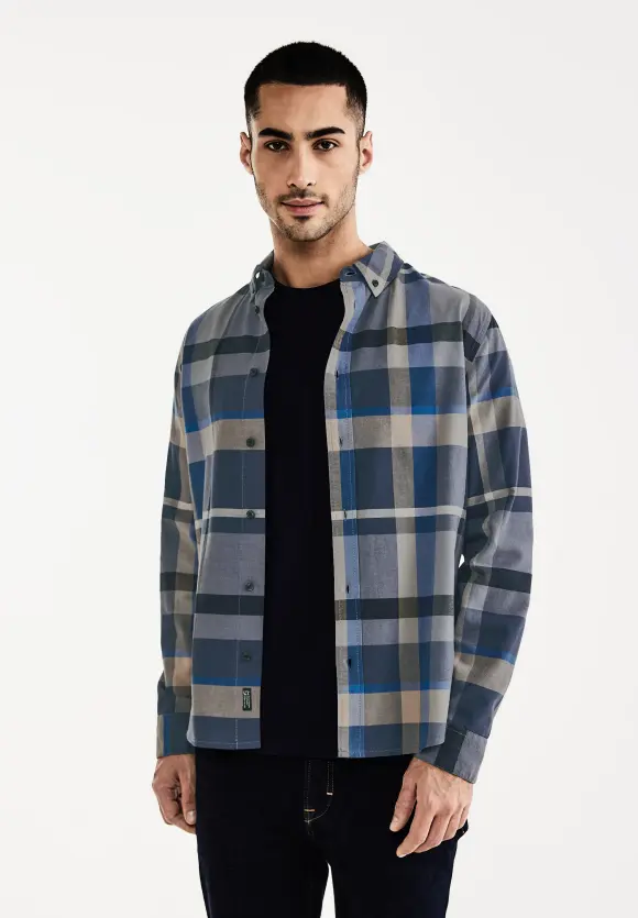 Hemd mit Karo Muster - dust blue