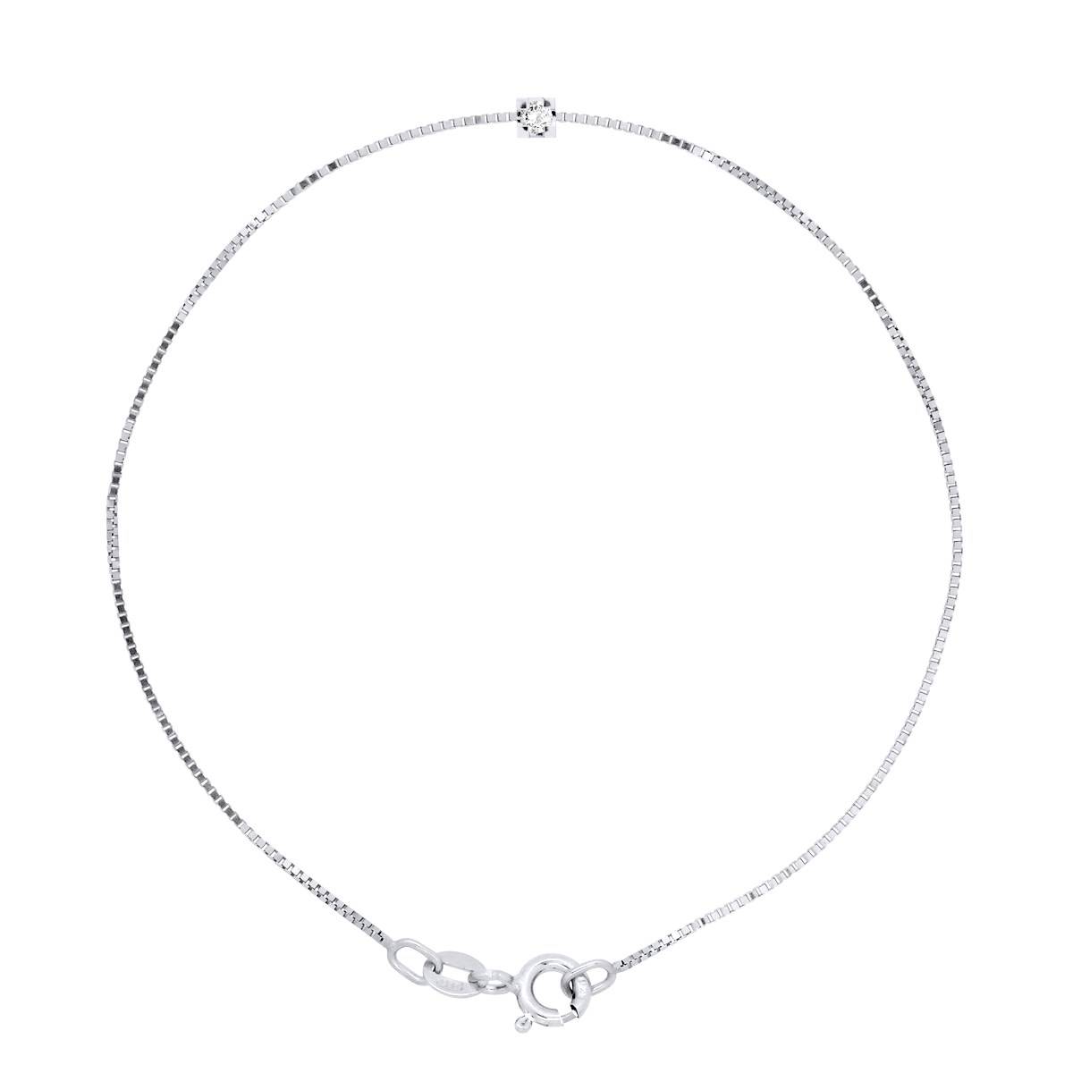 Bracelet Solitaire Diamant Naturel 0,030 Cts Argent 925