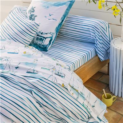 Linge de lit motif voiliers - BECQUET CRÉATION