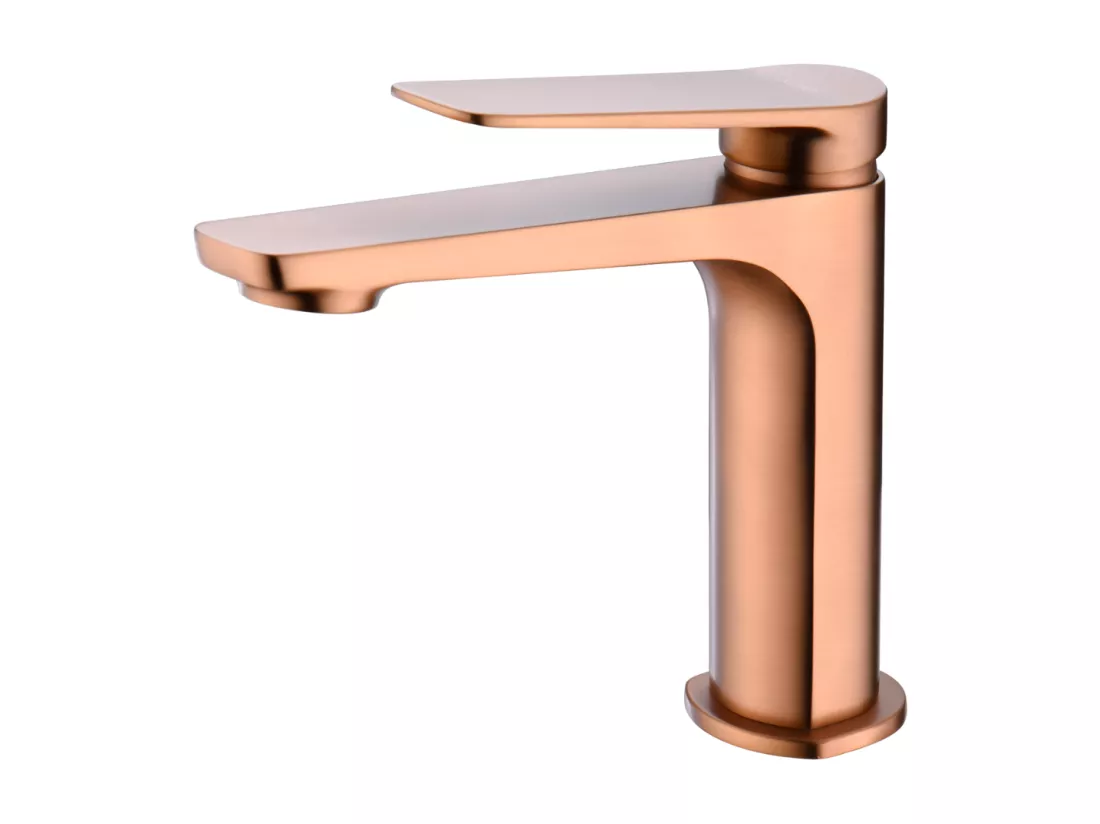 Robinet Mitigeur de Lavabo anti-calcaire Bec Bas Or Rose Cuivré IMEX NAPOLES BDN047-1ORC