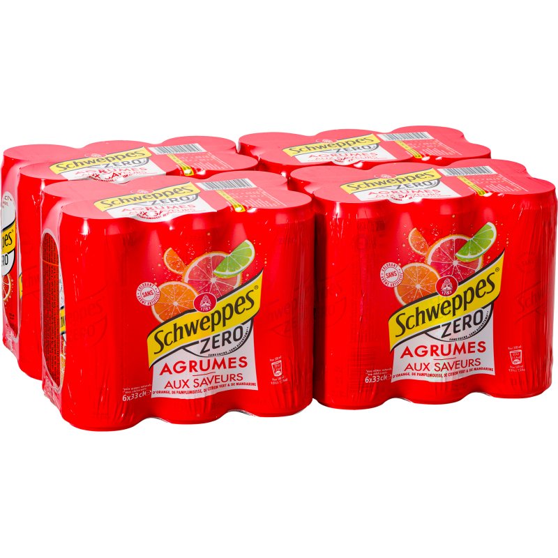 Schweppes Agrum Zero 33 cl - 24 canettes