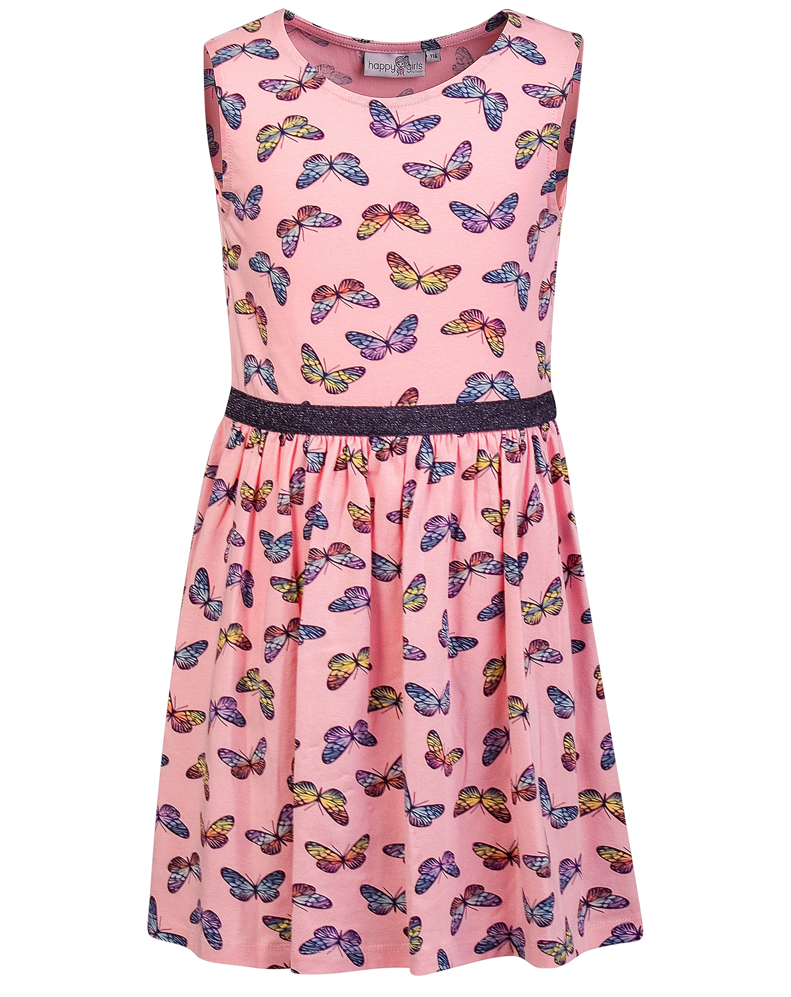 Kleid BUNTE SCHMETTERLINGE ärmellos in candy pink