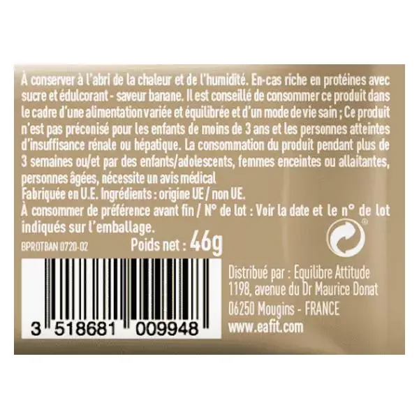 Eafit La Barre Protéinée Goût Banane 46g