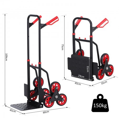 Carrinho dobrável para estábulos e fazendas, preto/vermelho