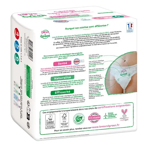 Love & Green Culottes Apprentissage T6 (16kg et +) Hypoallergéniques x 26