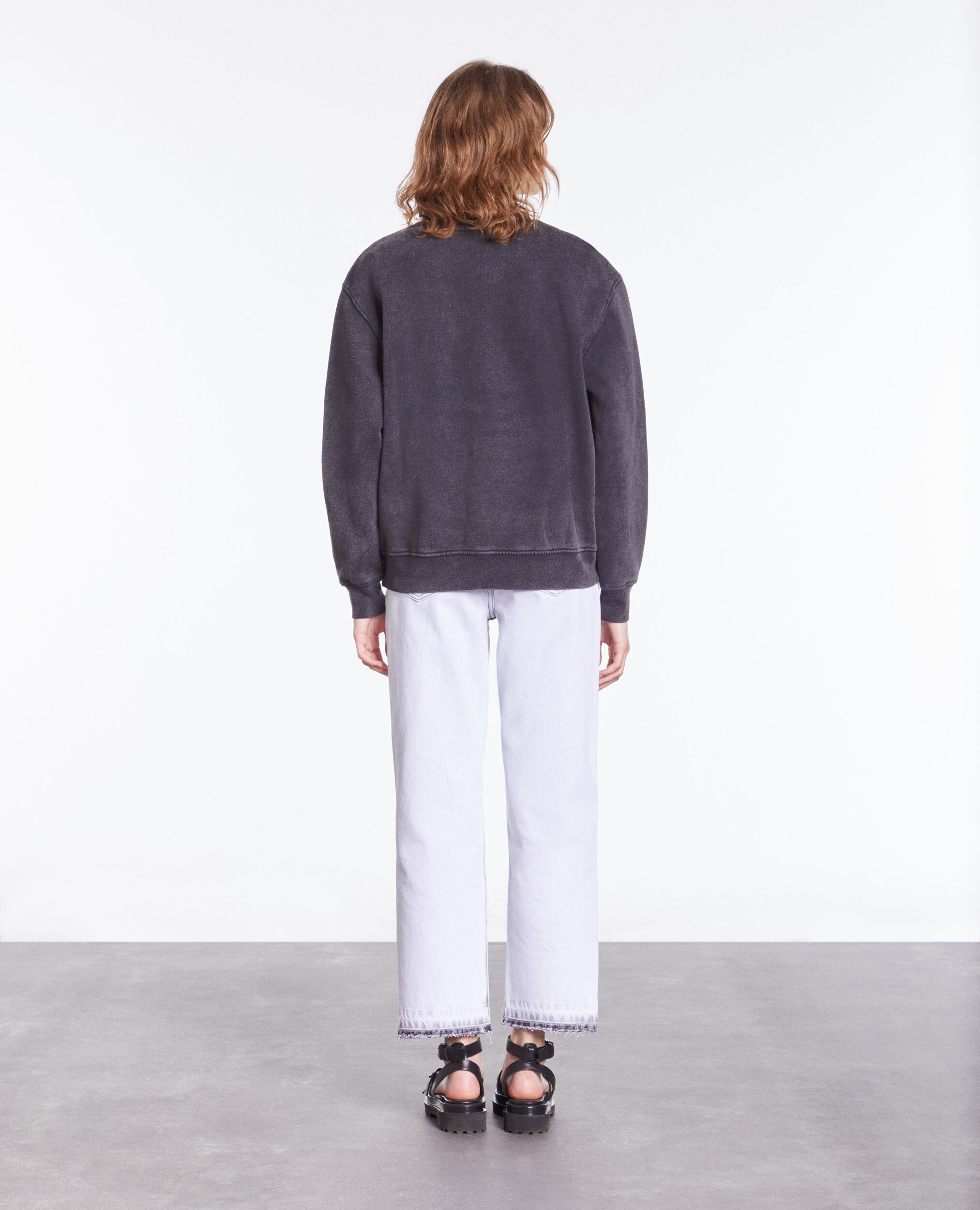 Sweatshirt noir avec sérigraphie Wolf