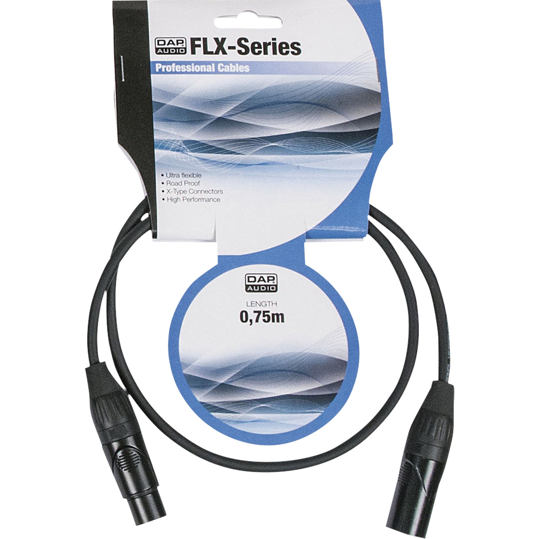 DAP FLX01 microfoon- en signaalkabel met X-type connectoren 0.75 meter