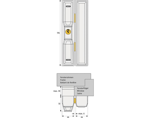 Abus FTS88 B CL/DFNLI bruin raamslot
