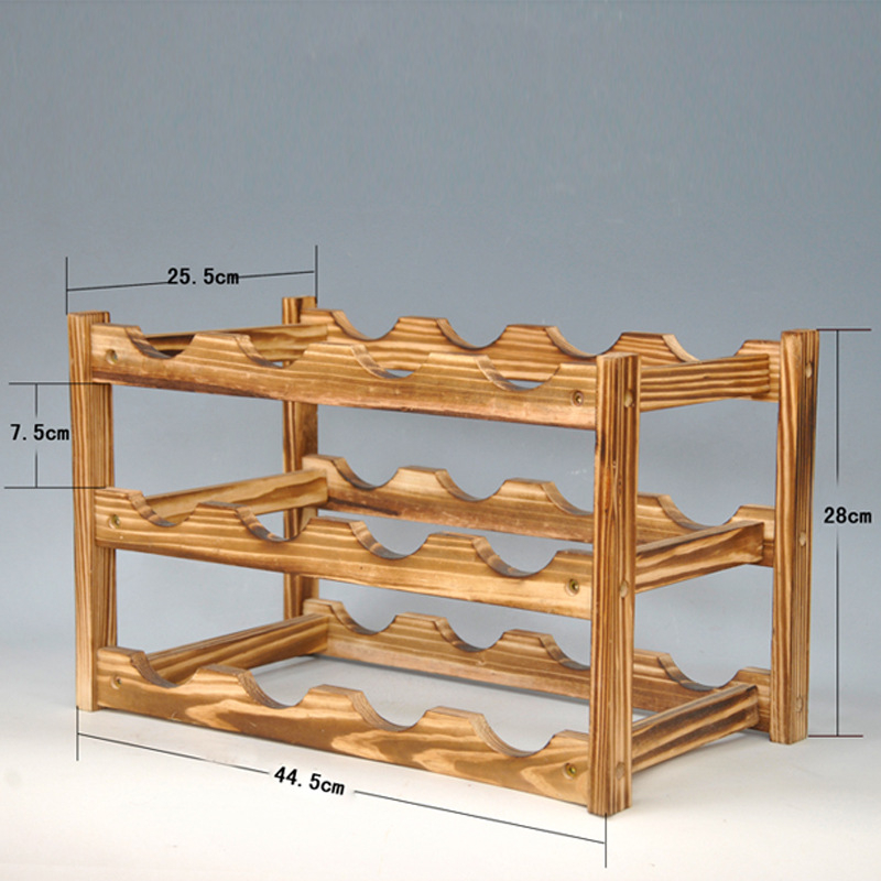 (44.5x28cm) Holz Weinregal Flaschen Halter Gestell mit 3 Ebenen - Braun