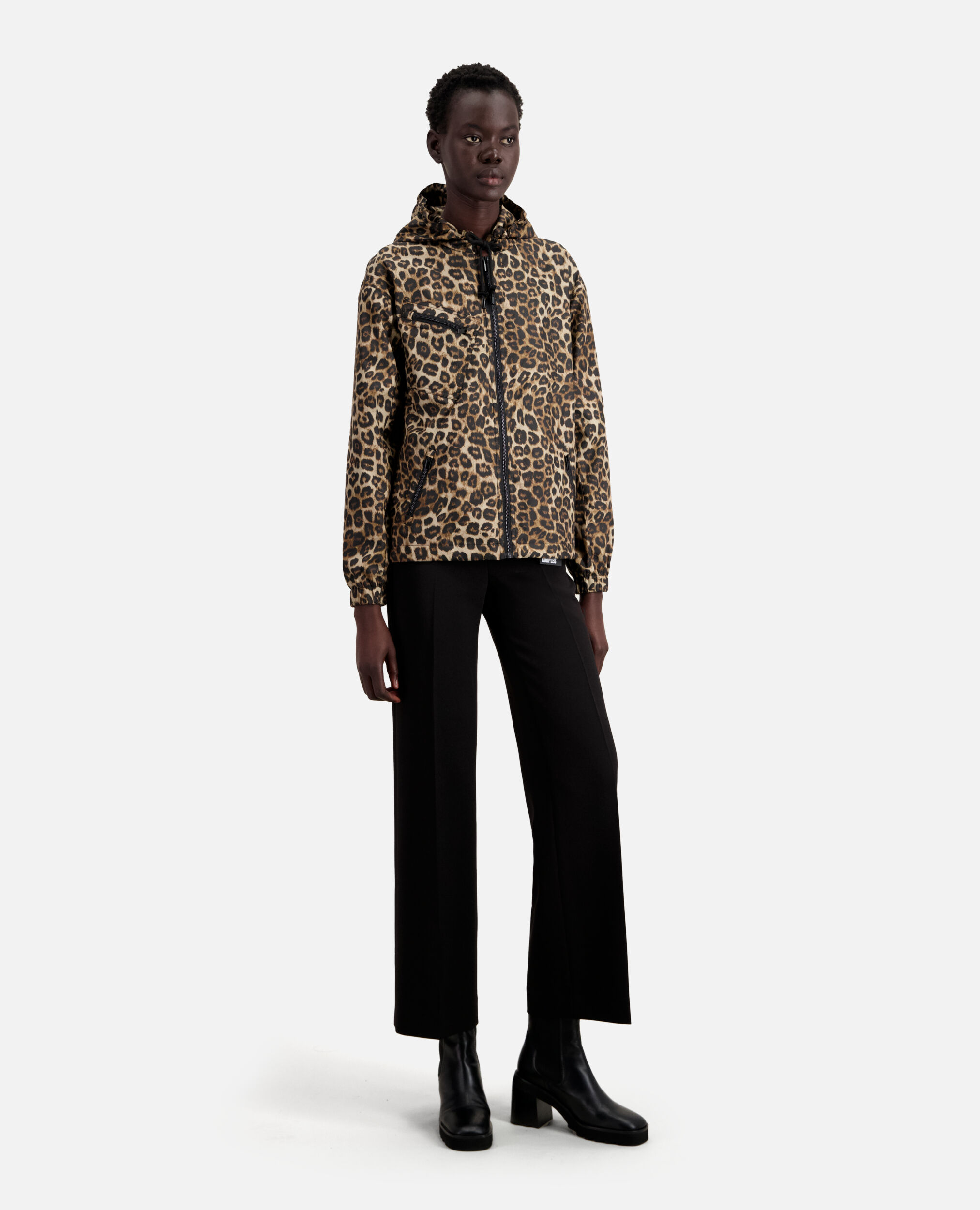 Printed hooded windbreaker jacket